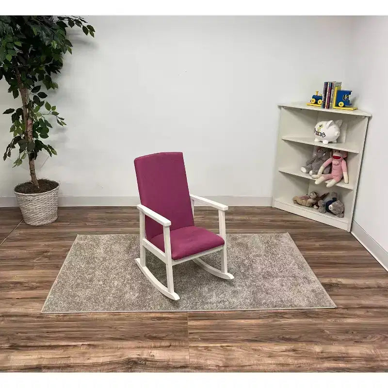 Kids' Rocking Chair with Fully Upholstered and Seat Back Pink - Gift Mark: Toddler Accent Chair, Wood Frame, Kids Furniture