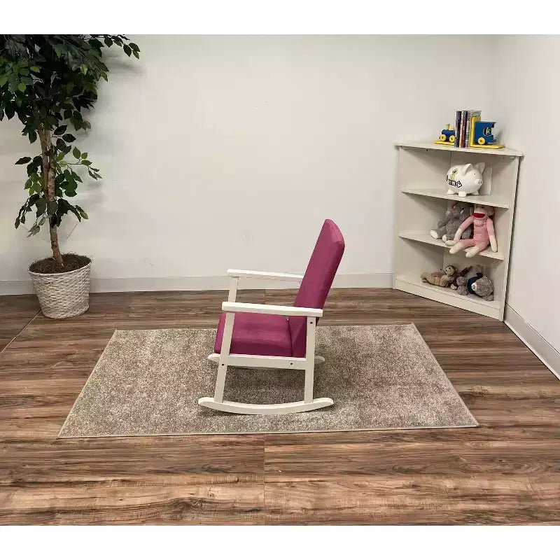 Kids' Rocking Chair with Fully Upholstered and Seat Back Pink - Gift Mark: Toddler Accent Chair, Wood Frame, Kids Furniture