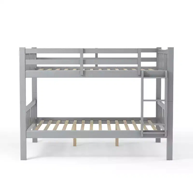 Twin Over Twin Kids' Clare Bunk Bed Gray - ioHOMES: Built-In Guard Rails & Ladder, Wood Veneer, Transitional Style