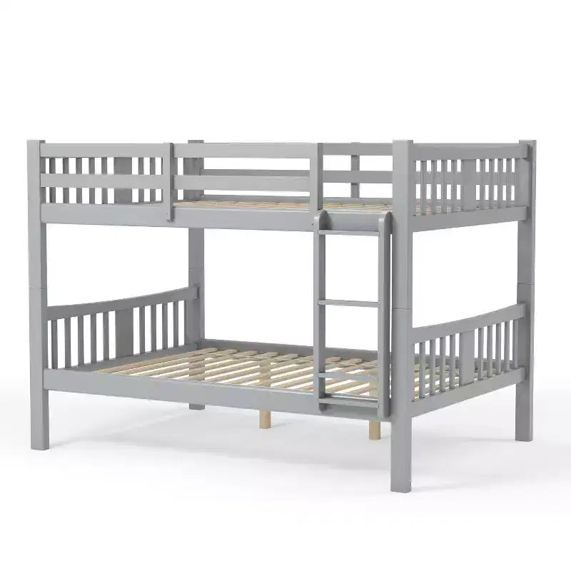 Twin Over Twin Kids' Clare Bunk Bed Gray - ioHOMES: Built-In Guard Rails & Ladder, Wood Veneer, Transitional Style