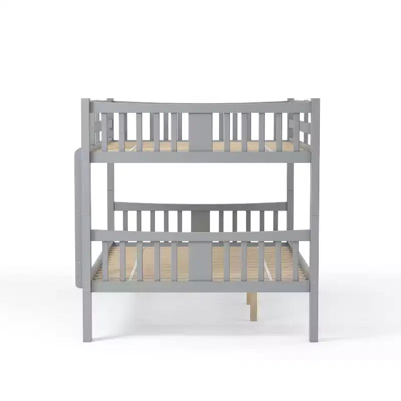 Twin Over Twin Kids' Clare Bunk Bed Gray - ioHOMES: Built-In Guard Rails & Ladder, Wood Veneer, Transitional Style