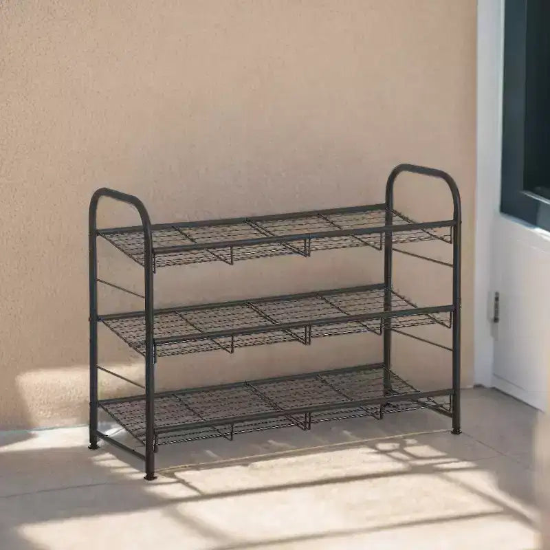 Shoe Rack, 3 Tier Shoe Organizer for Closet, Holds up to 12 Pairs of Shoes, Shoe Rack for Front Door Entrance
