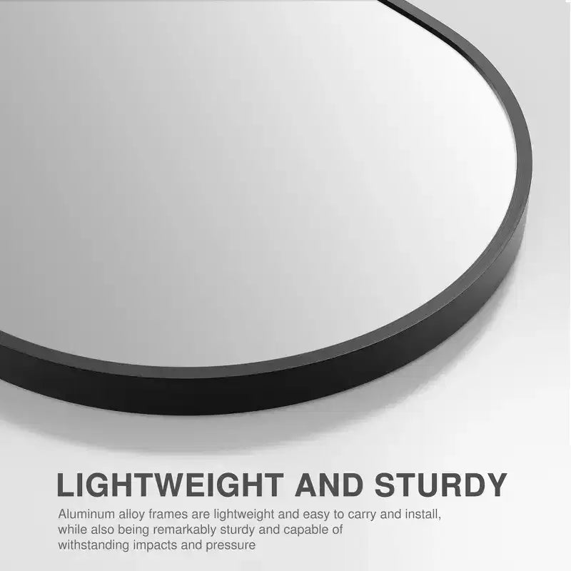 Dovelina 36H x 24W Modern Arch Bathroom Wall Mirror Metal Framed Vanity Mirror Decorative Leaning Mirror
