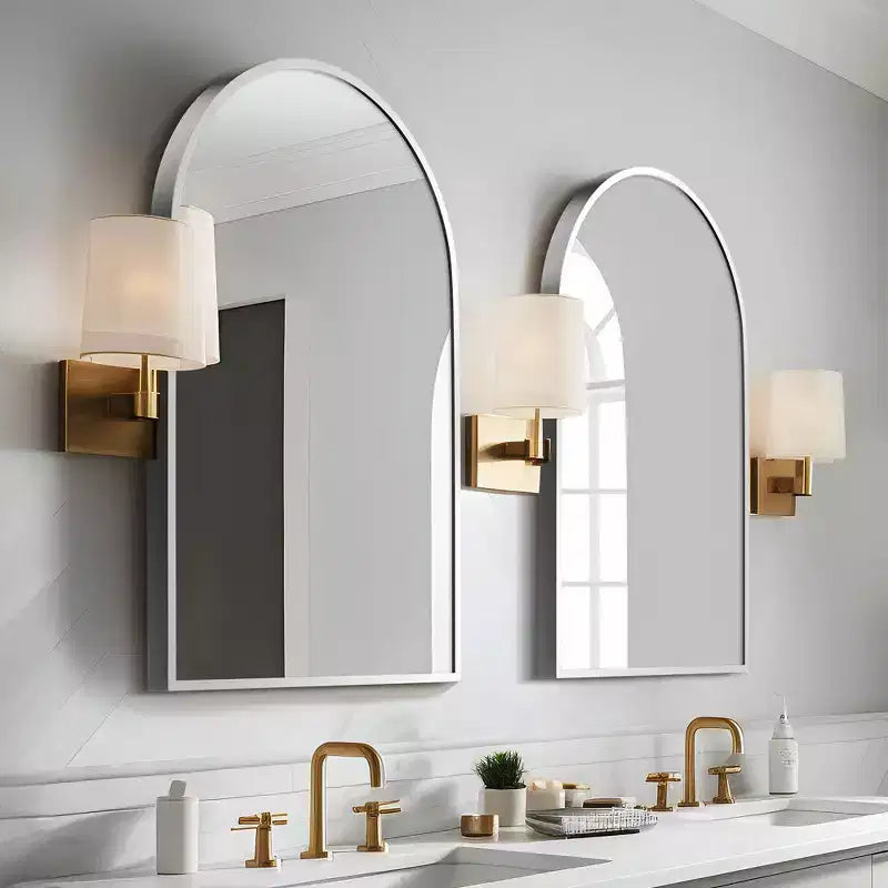 Dovelina 36H x 24W Modern Arch Bathroom Wall Mirror Metal Framed Vanity Mirror Decorative Leaning Mirror