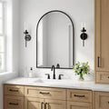 Dovelina 36H x 24W Modern Arch Bathroom Wall Mirror Metal Framed Vanity Mirror Decorative Leaning Mirror