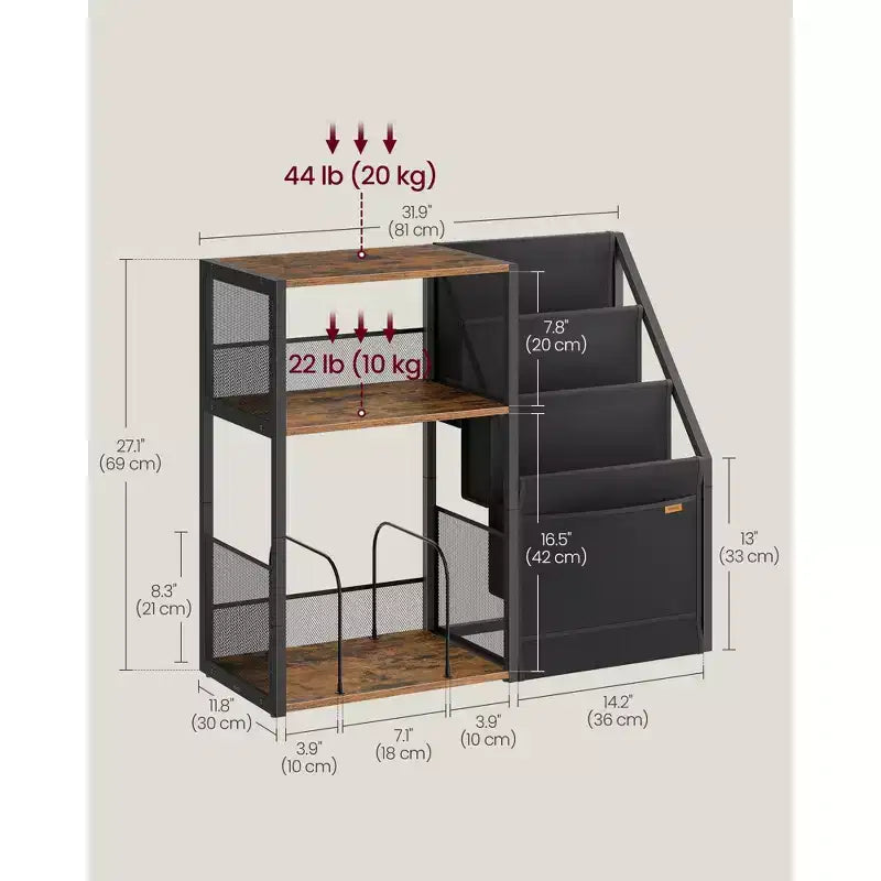 VASAGLE Record Player Stand, 3-Tier Side Table, Vinyl Record Storage up to 140 Albums, End Table