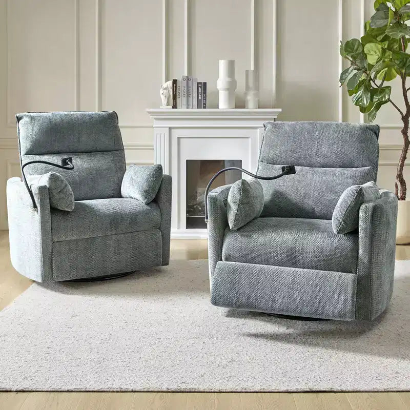 Julius 38 Power Rocking Swivel Nursery Recliner with USB Set of 2 | HULALA HOME