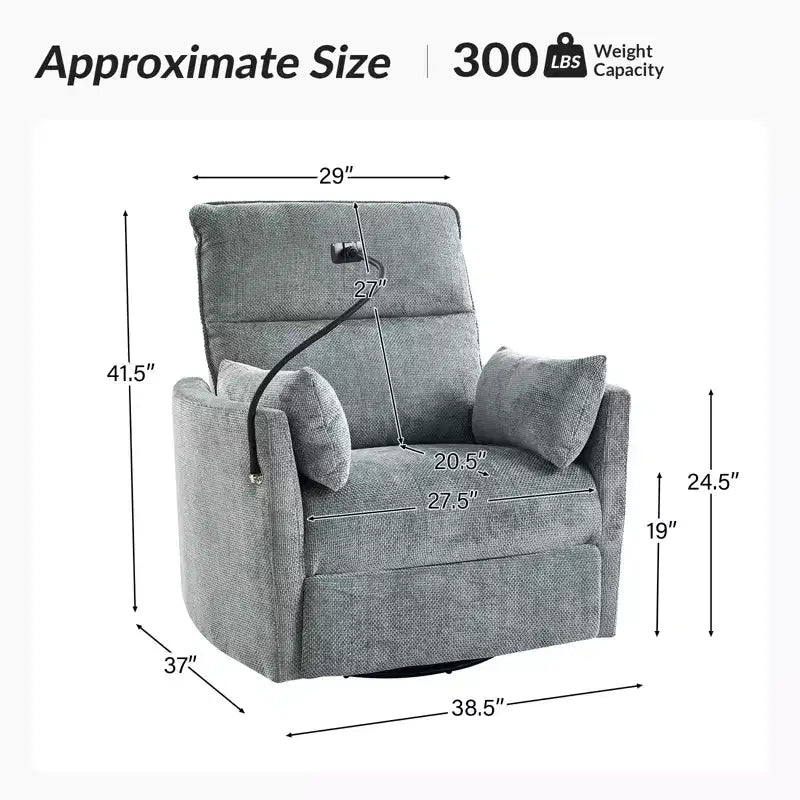 Julius 38 Power Rocking Swivel Nursery Recliner with USB Set of 2 | HULALA HOME