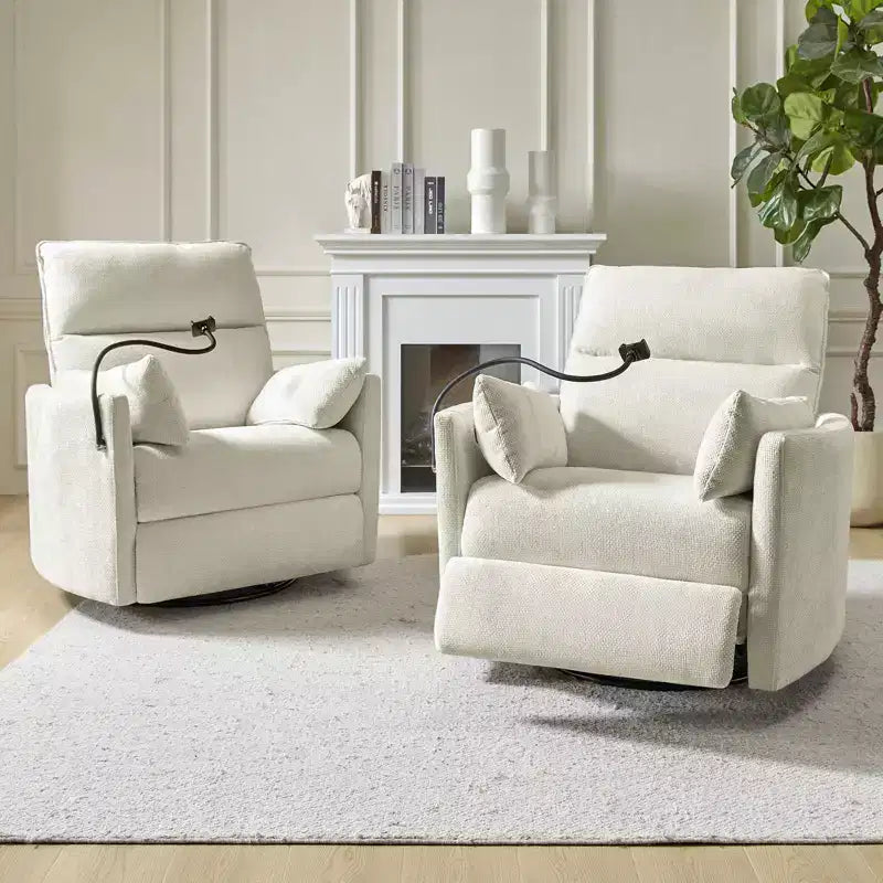 Julius 38 Power Rocking Swivel Nursery Recliner with USB Set of 2 | HULALA HOME