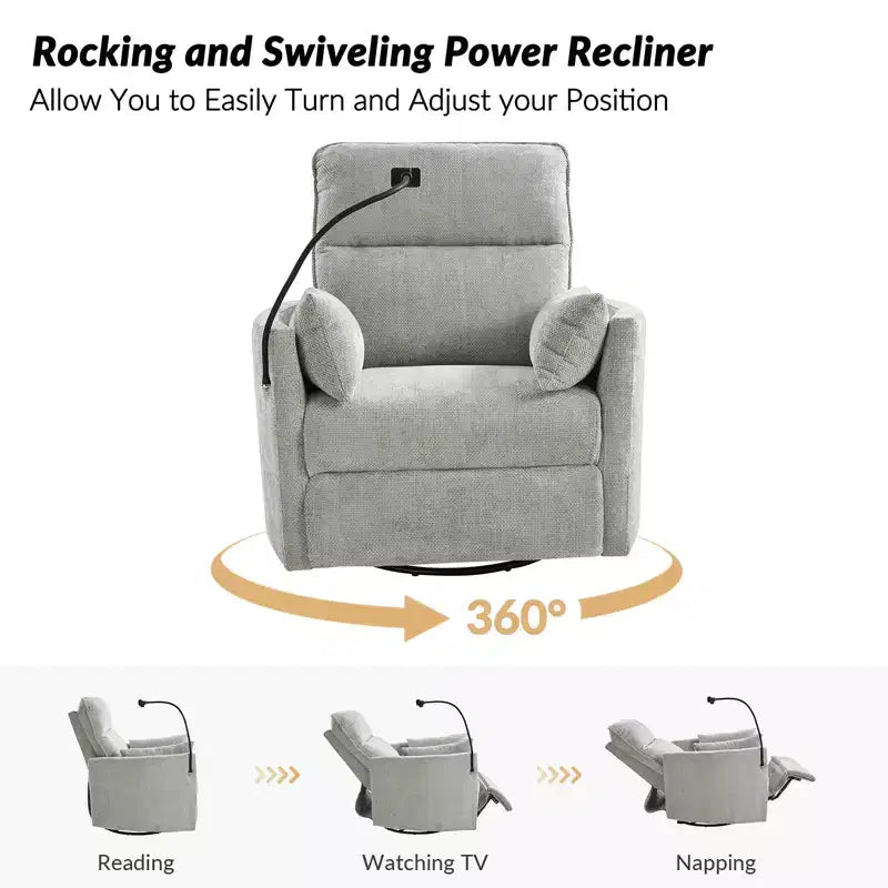 Julius 38 Power Rocking Swivel Nursery Recliner with USB Set of 2 | HULALA HOME