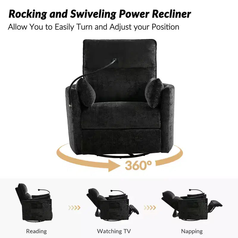 Julius 38 Power Rocking Swivel Nursery Recliner with USB Set of 2 | HULALA HOME
