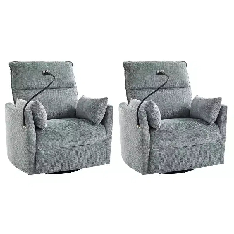 Julius 38 Power Rocking Swivel Nursery Recliner with USB Set of 2 | HULALA HOME