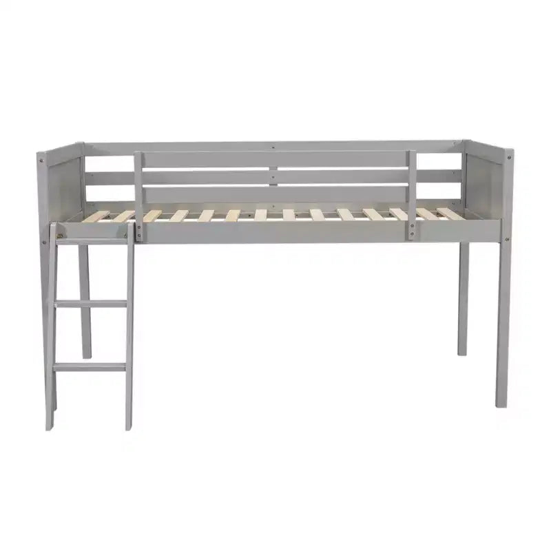 Twin/Full Size Wood Low Loft Bed with Ladder 4O - ModernLuxe