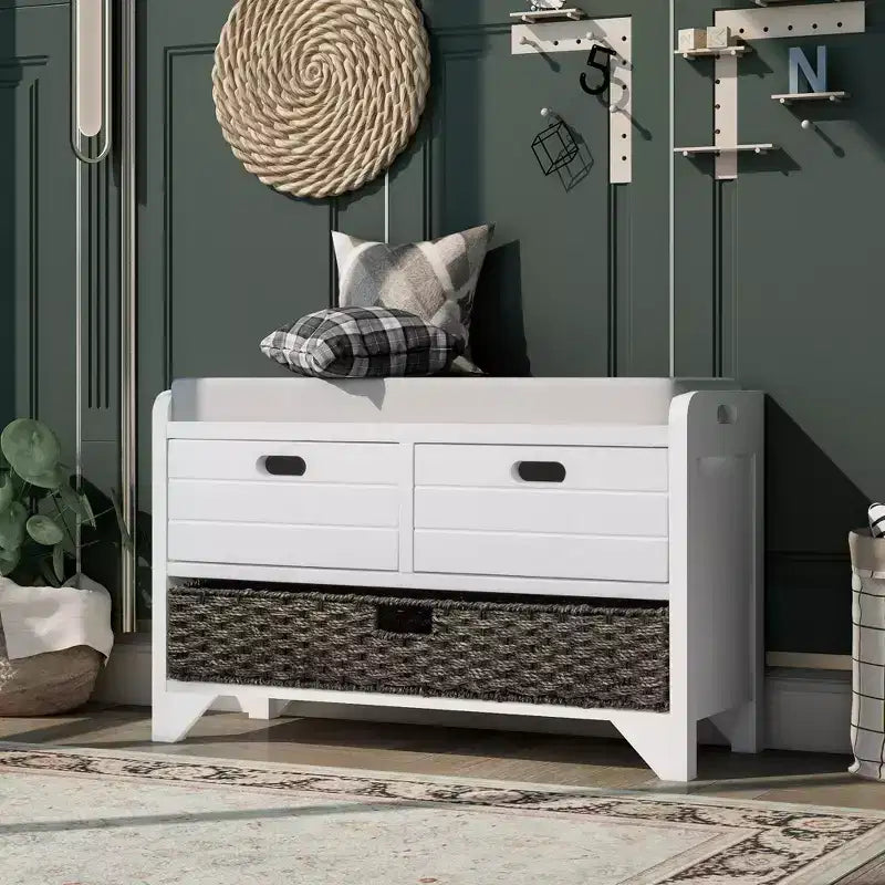 Whisen Storage Bench with Removable Basket and 2 Drawers