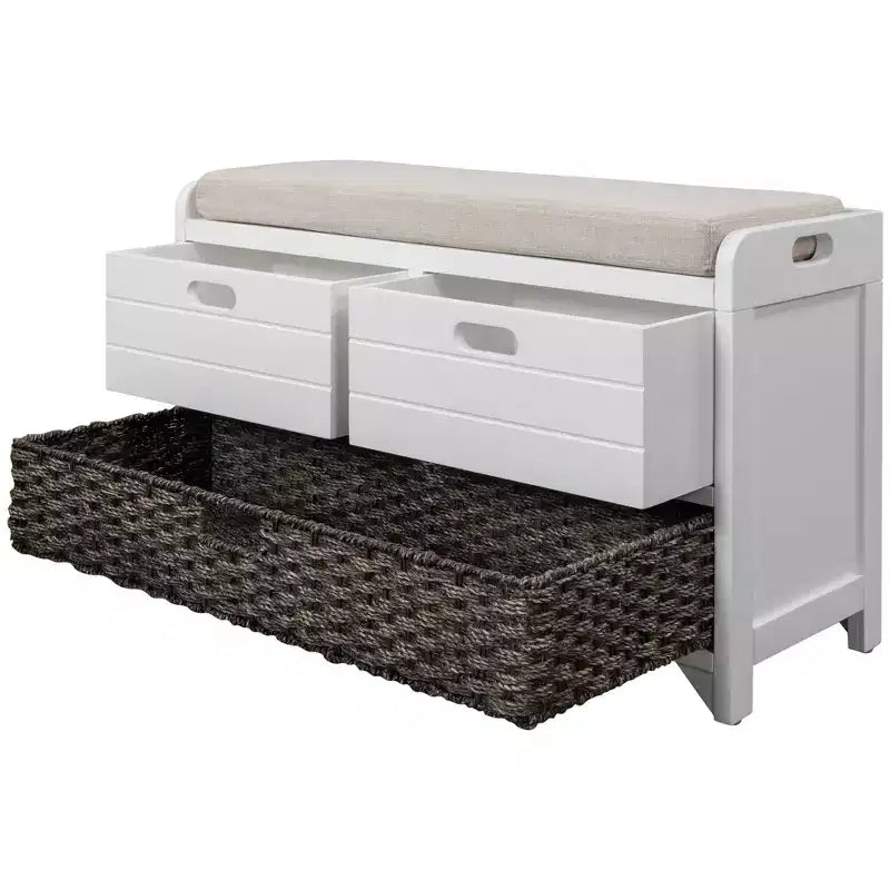 Whisen Storage Bench with Removable Basket and 2 Drawers
