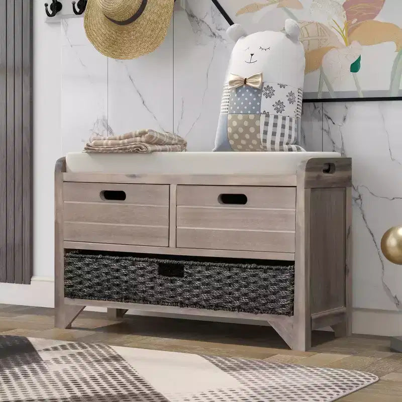 Whisen Storage Bench with Removable Basket and 2 Drawers
