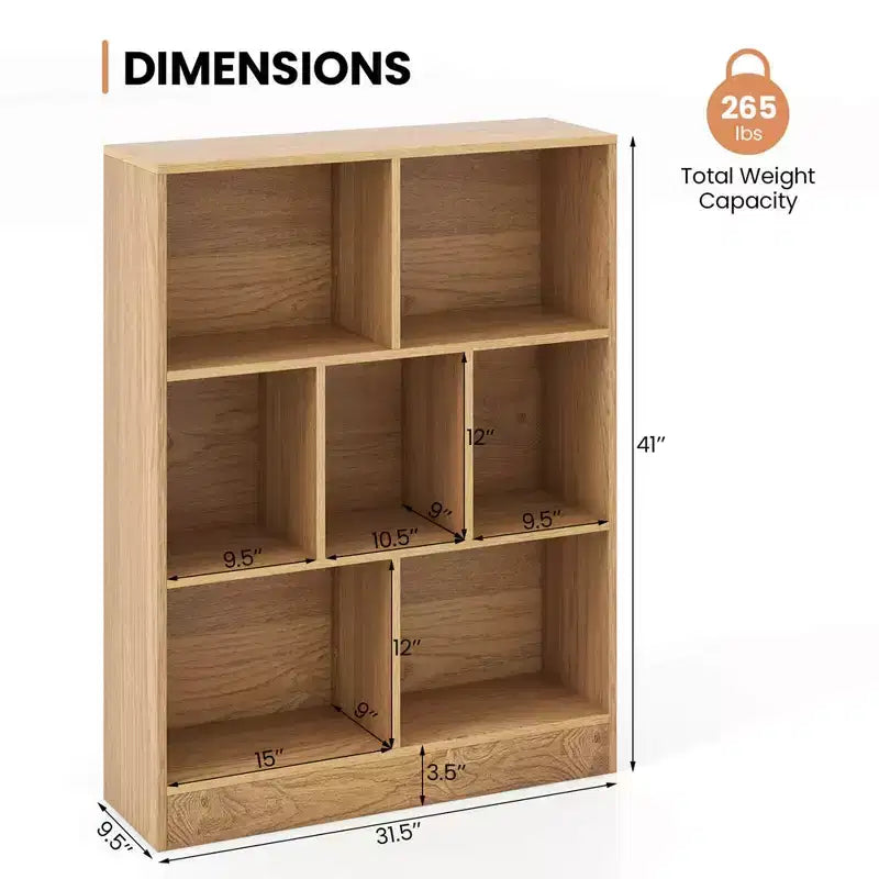 Bibliothèque Costway 7 cubes pour enfants, étagère de rangement en bois pour jouets, bibliothèque sur pied, marron/blanc