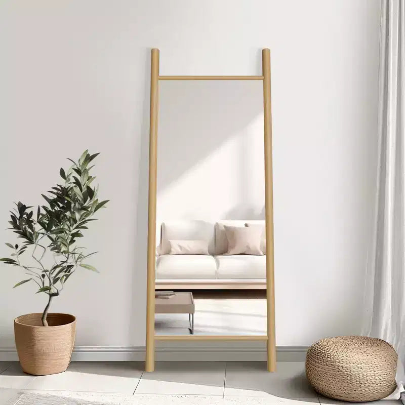 PexFix 21 in. W x 64 in. H Ladder-Style Solid Wood Framed Mirror in Brown