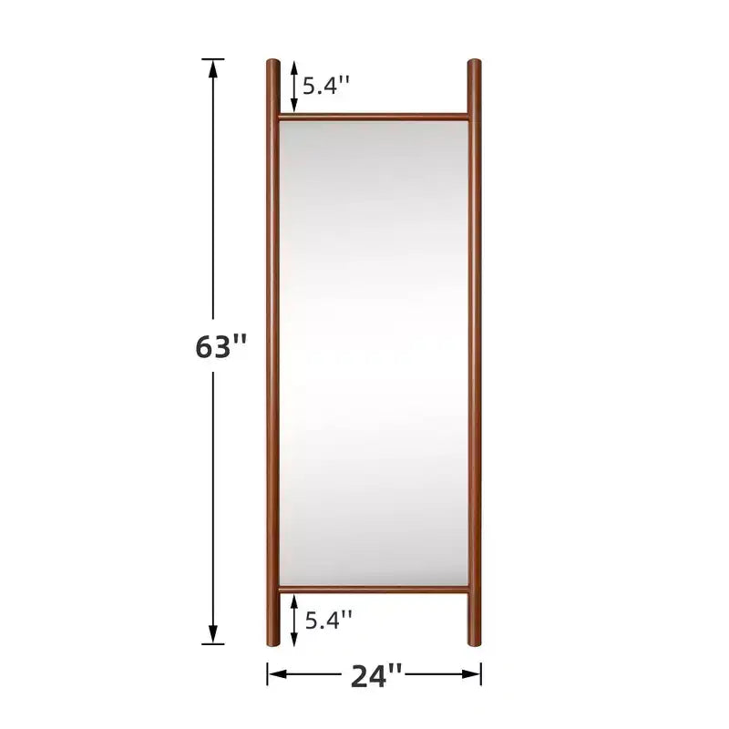 PexFix 21 in. W x 64 in. H Ladder-Style Solid Wood Framed Mirror in Brown