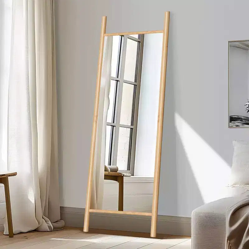 PexFix 21 in. W x 64 in. H Ladder-Style Solid Wood Framed Mirror in Brown