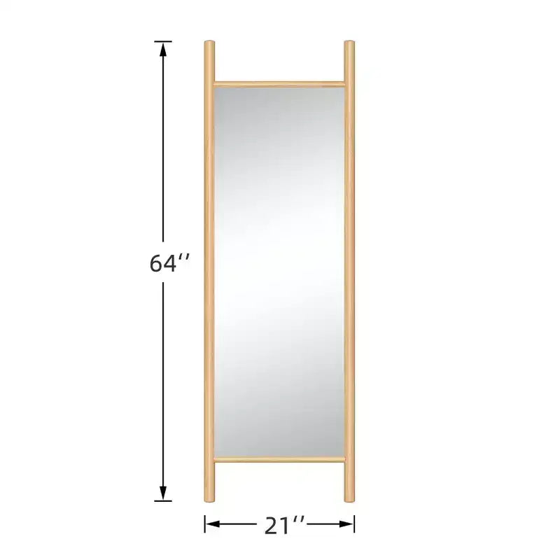 PexFix 21 in. W x 64 in. H Ladder-Style Solid Wood Framed Mirror in Brown