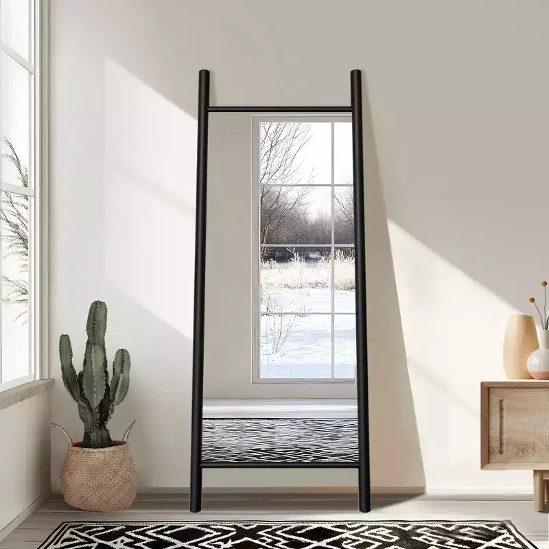 PexFix 21 in. W x 64 in. H Ladder-Style Solid Wood Framed Mirror in Brown