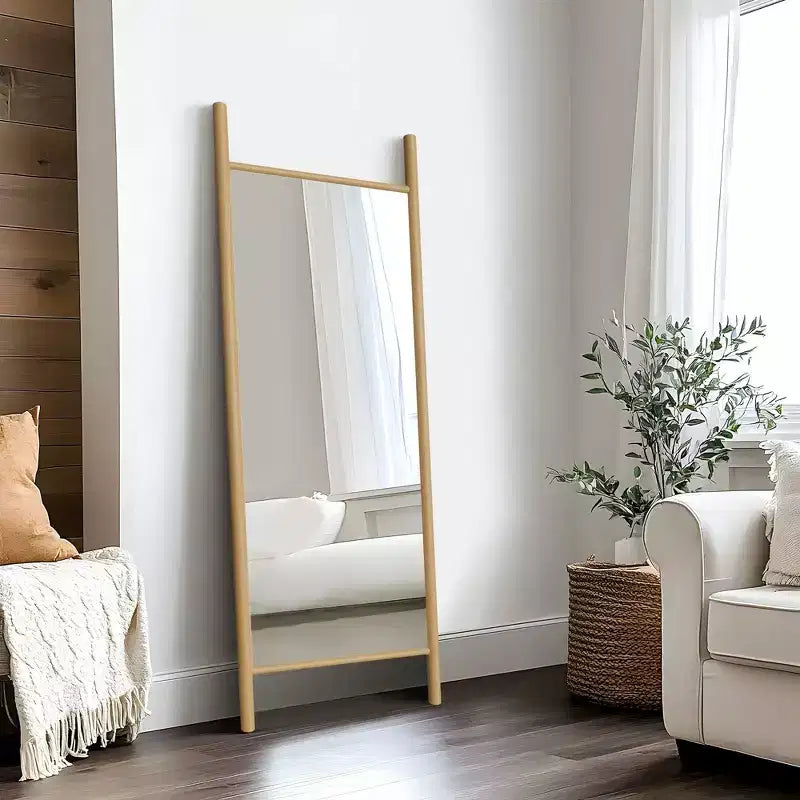 PexFix 21 in. W x 64 in. H Ladder-Style Solid Wood Framed Mirror in Brown