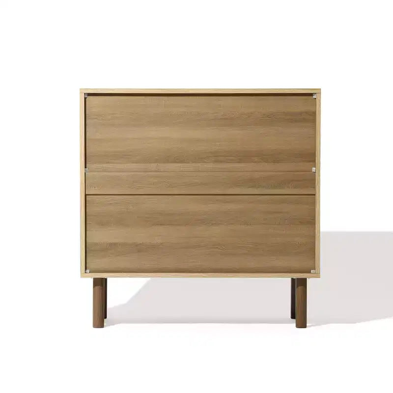 LuxenHome Mid-Century Modern Rope 2-Door Cabinet with Wood Legs Natural