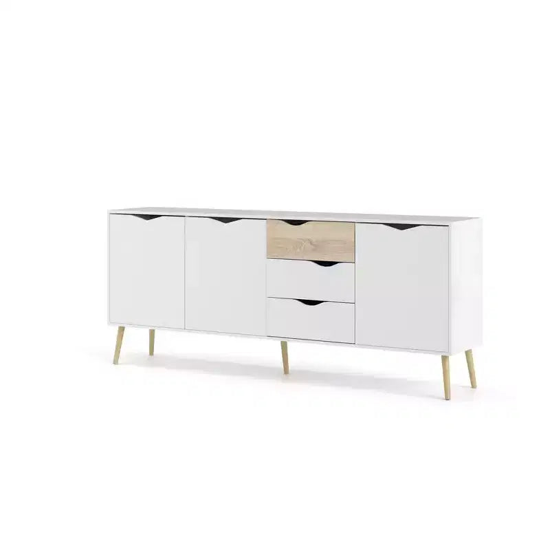 Tvilum,Diana Sideboard with 3 Doors and 3 Drawers, White/Oak Structure