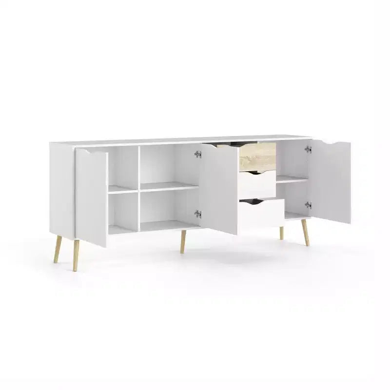 Tvilum,Diana Sideboard with 3 Doors and 3 Drawers, White/Oak Structure