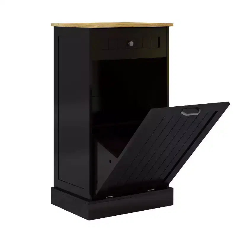 AndMakers 19.68 in. W x 13.77 in. D x 35.62 in. H Ready to Assemble Trash Can Kitchen Cabinet