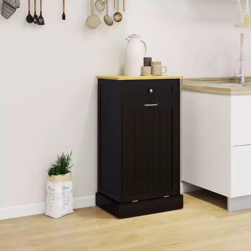 AndMakers 19.68 in. W x 13.77 in. D x 35.62 in. H Ready to Assemble Trash Can Kitchen Cabinet