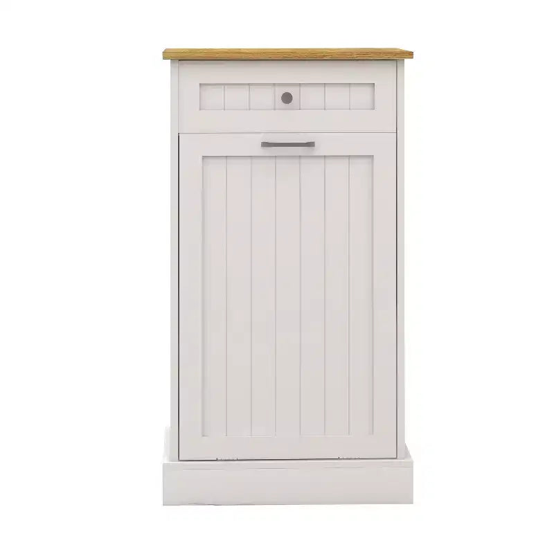 AndMakers 19.68 in. W x 13.77 in. D x 35.62 in. H Ready to Assemble Trash Can Kitchen Cabinet