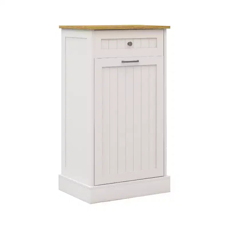 AndMakers 19.68 in. W x 13.77 in. D x 35.62 in. H Ready to Assemble Trash Can Kitchen Cabinet
