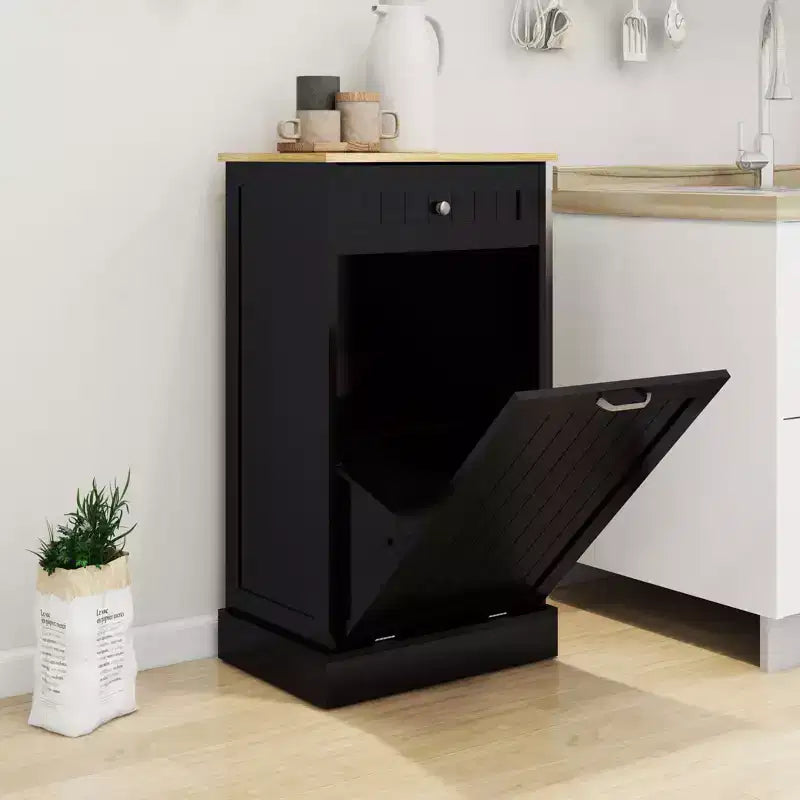 AndMakers 19.68 in. W x 13.77 in. D x 35.62 in. H Ready to Assemble Trash Can Kitchen Cabinet