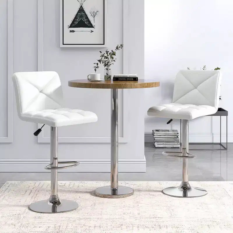 Costway Modern Bar Stools Set of 2 PU Leather Upholstered Swivel Counter Stools with Back Black/Brown/White