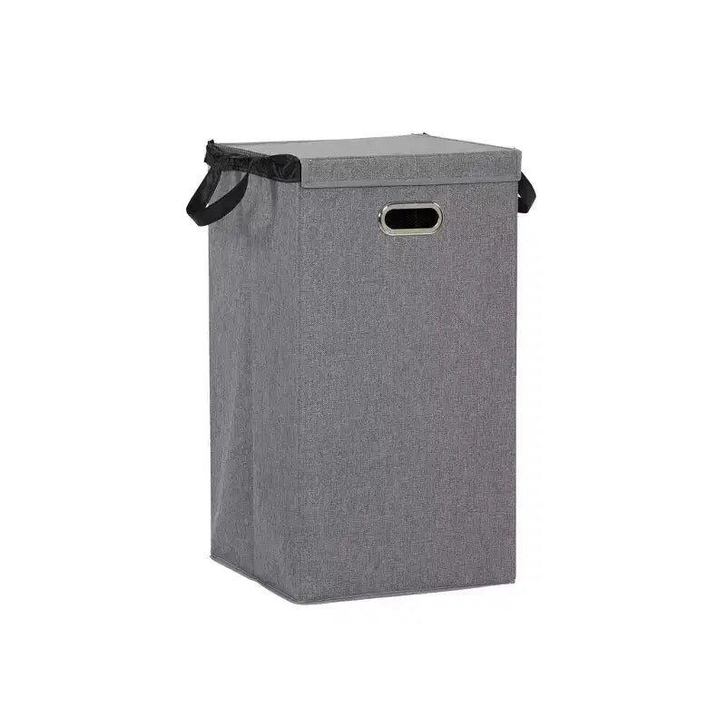 Laundry Hamper with Lid, Sturdy Polyester Sides with Attached Magnetic Lid, Gray