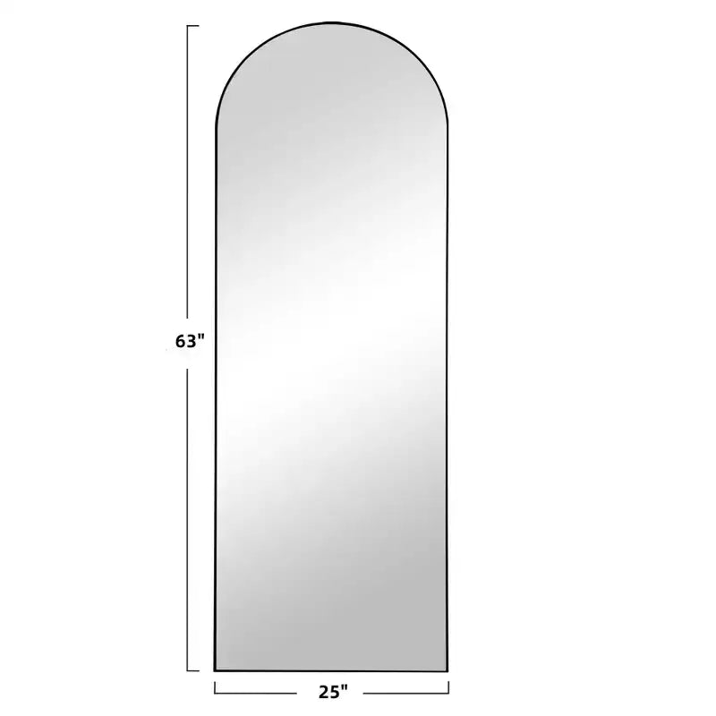PexFix 25 in W x 63 in H Oversized Arch Wood Full Length Black Wall Mounted Standing Mirror Floor Mirror
