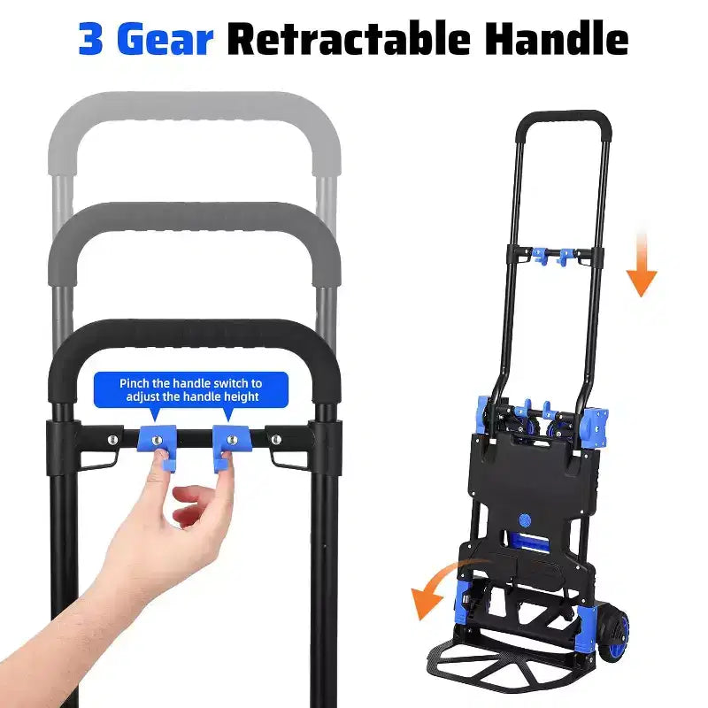 2 in 1 Folding Hand Truck Dolly, Convertible Hand Truck with Foldable Basket, Portable Dolly Cart
