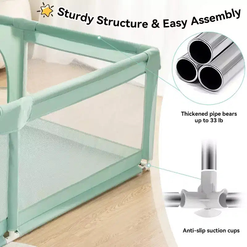 GOTGELIF 71x59 4-Panel Baby Playpen Spacious & Secure Portable Playard