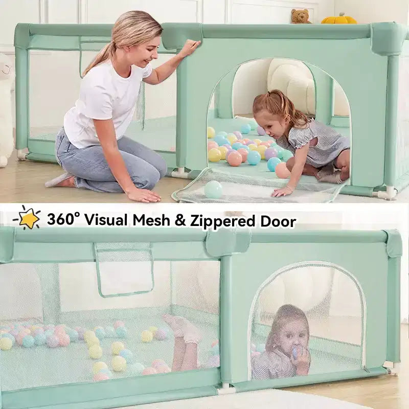 GOTGELIF 71x59 4-Panel Baby Playpen Spacious & Secure Portable Playard