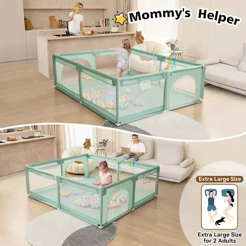 GOTGELIF 71x59 4-Panel Baby Playpen Spacious & Secure Portable Playard