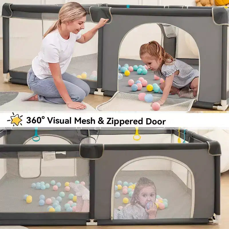 GOTGELIF 71x59 4-Panel Baby Playpen Spacious & Secure Portable Playard