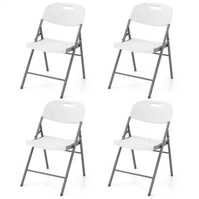 Costway Folding Chairs Set of 4/8/12 HDPE Plastic Chairs with Metal Frame for Home Office