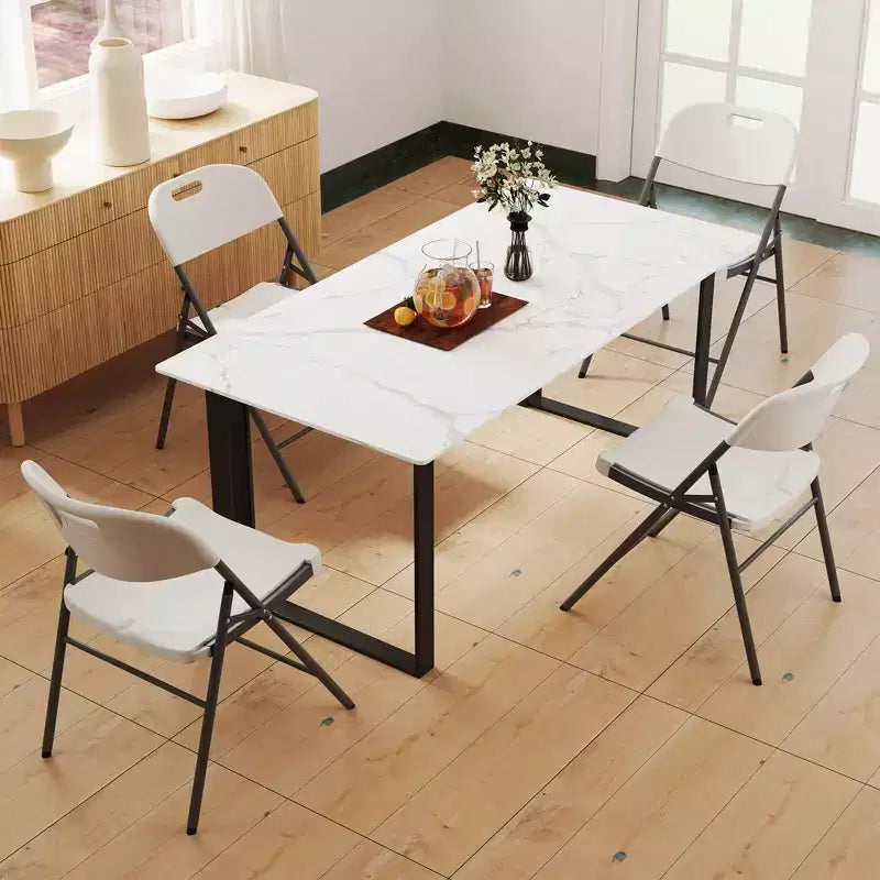 Costway Folding Chairs Set of 4/8/12 HDPE Plastic Chairs with Metal Frame for Home Office