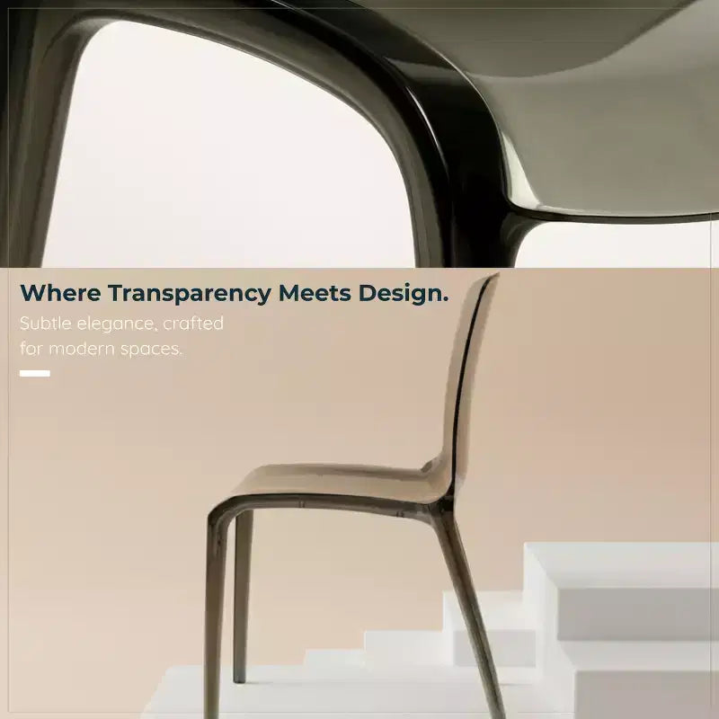 LeisureMod Murray Mid-Century Modern Dining Chair - Waterfall Edge Design Acrylic, Ergonomic and Stackable, Set of 4