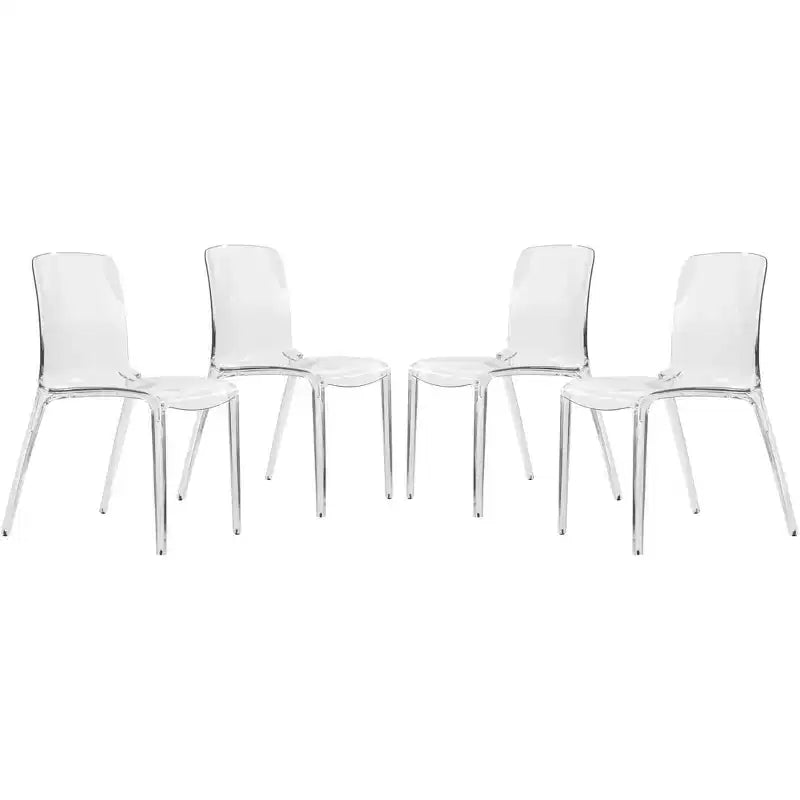 LeisureMod Murray Mid-Century Modern Dining Chair - Waterfall Edge Design Acrylic, Ergonomic and Stackable, Set of 4