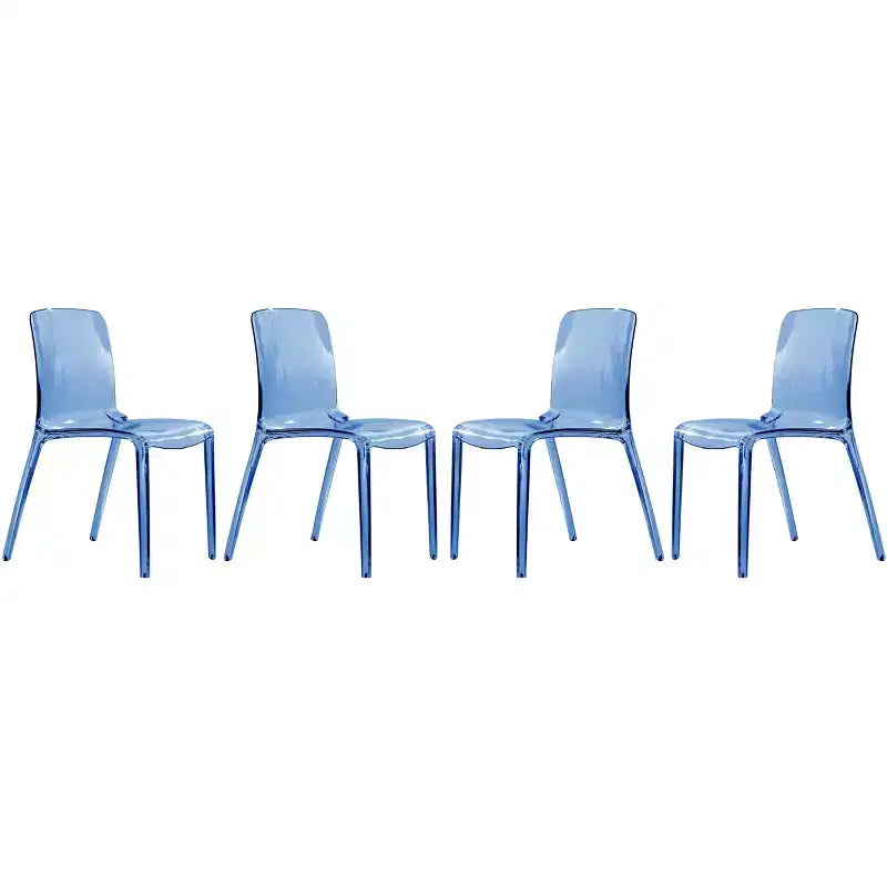 LeisureMod Murray Mid-Century Modern Dining Chair - Waterfall Edge Design Acrylic, Ergonomic and Stackable, Set of 4