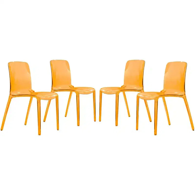 LeisureMod Murray Mid-Century Modern Dining Chair - Waterfall Edge Design Acrylic, Ergonomic and Stackable, Set of 4
