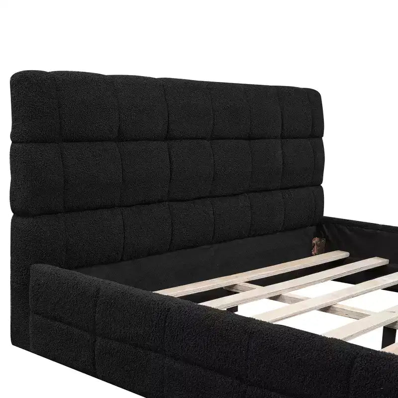 Whisen Elegant Queen Size Fully Upholstered Platform Bed with Headboard